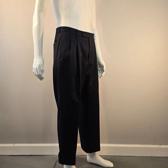 Marcraft Wool Dress Pants Navy Blue Mens Sz 32 x 28 Pleated Front Classic Cuff - Picture 7 of 11